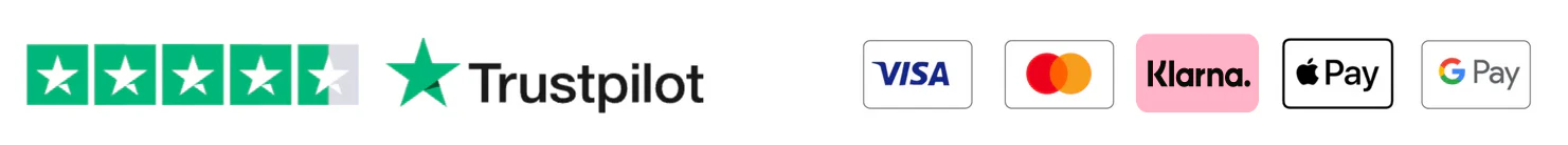 Rated Excellent on Trustpilot — Visa, Mastercard, Klarna, Apple Pay, Google Pay